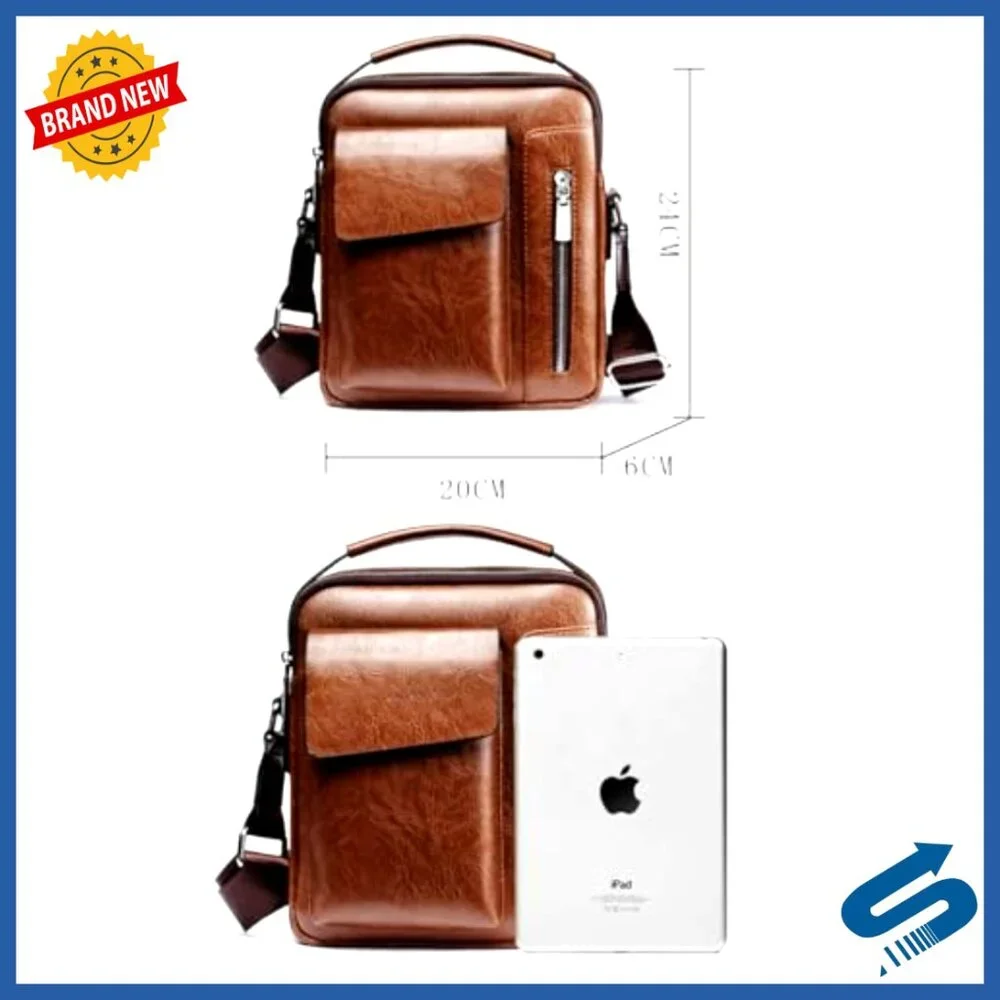 Small Leather Messenger Bag Crossbody Shoulder Satchel for Men